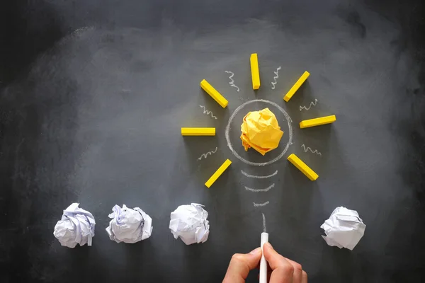 Education Concept Image Creative Idea Innovation Crumpled Paper Light Bulb — Stock Photo, Image