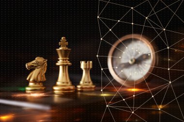 Satranç görüntüsü. İş, rekabet, strateji, liderlik ve başarı kavramı