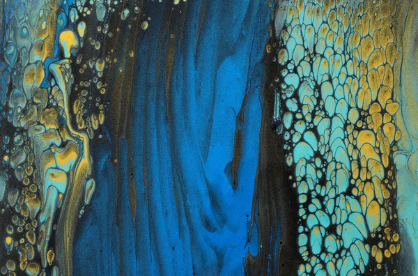 Fotografia Arte Fundo Efeito Marbleized Abstrato Ouro Preto Azul Cores — Fotografia de Stock