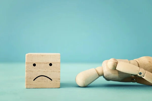 Concept Image Wooden Dummy Worried Stressed Thoughts Depression Obsessive Compulsive — Stock Photo, Image