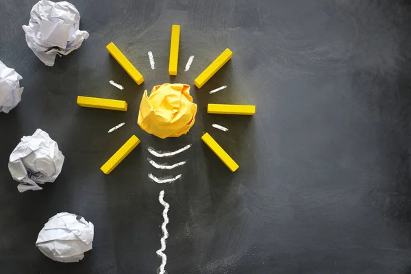 Education Concept Image Creative Idea Innovation Crumpled Paper Light Bulb — Stock Photo, Image