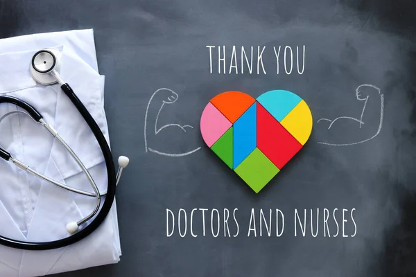 concept image of thank you to doctors, nurses and medical staff .