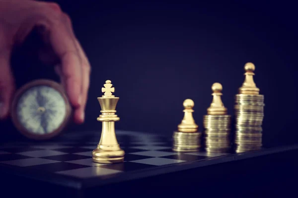 Image Chess Game Business Competition Strategy Leadership Success Concept — Stock Photo, Image