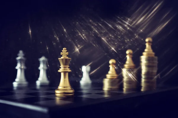 Image Chess Game Business Competition Strategy Leadership Success Concept — Stock Photo, Image