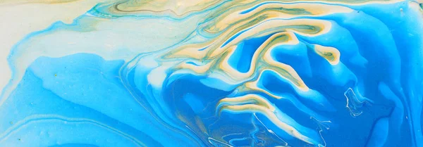 Art Photography Abstract Marbleized Effect Background Blue Gold White Creative — Stock Photo, Image