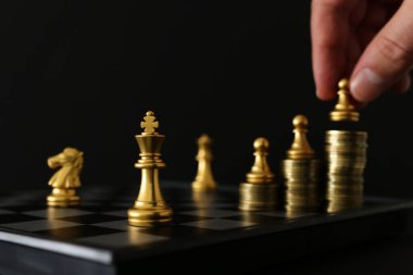 Satranç görüntüsü. İş, rekabet, strateji, liderlik ve başarı kavramı