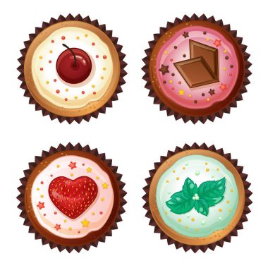 set vektör cupcakes