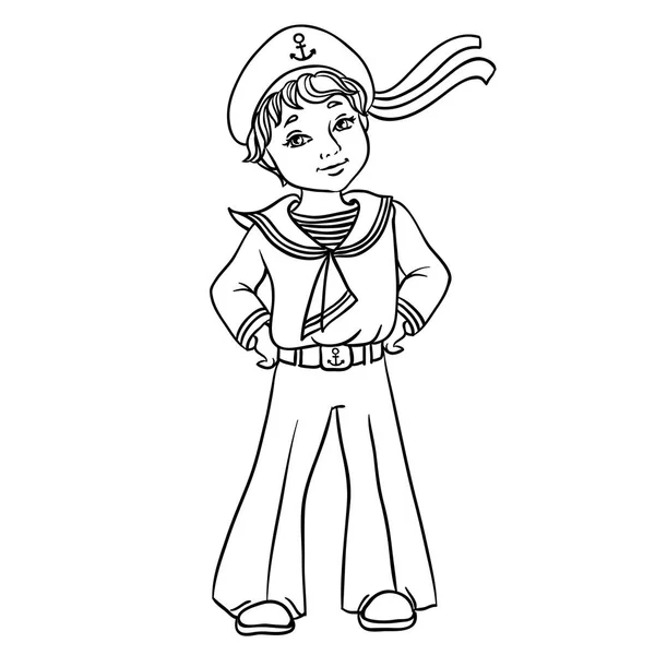 Dessin animé garçon de cabine en uniforme marin . — Image vectorielle