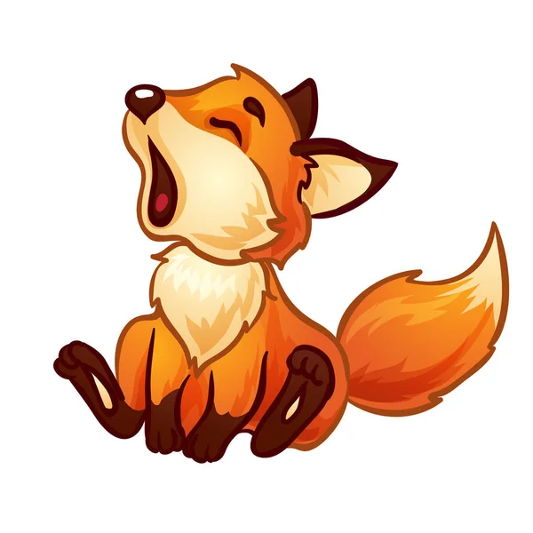 可爱的一只狐狸幼崽打呵欠. — 图库矢量图片