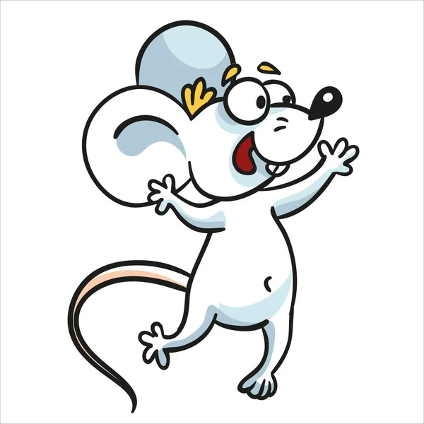 Cartoon szczęśliwy taniec myszy. Charakter z kreskówki zwierzęcej. — Wektor stockowy