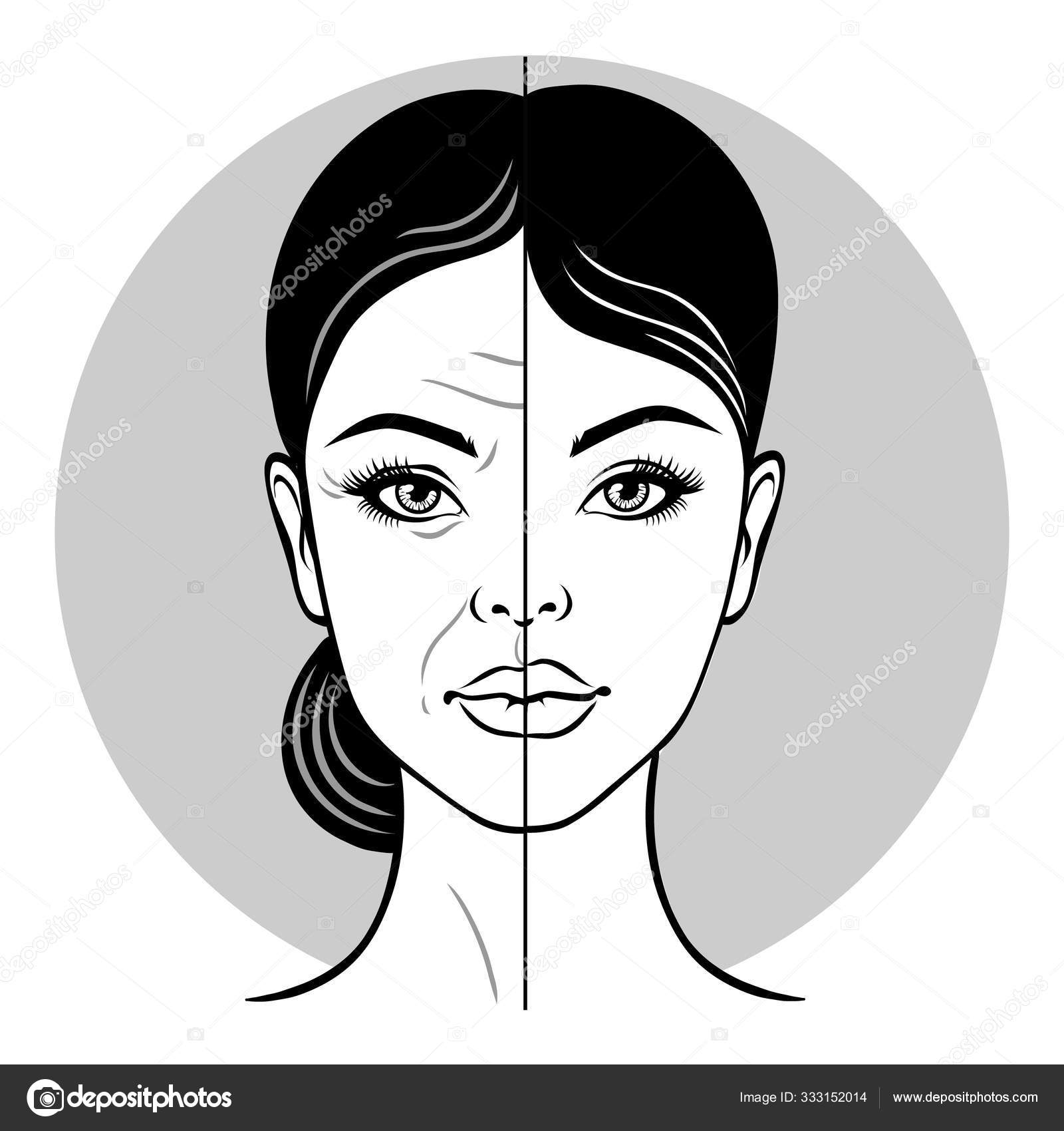Half Old Woman Portrait Half Young Woman Face Woman Face Before And After Facelift Stock Vector Image By C Efoxly Half Old Woman Portrait Half Young Woman Face Woman Face Before And After Facelift Stock Vector Image By C Efoxly