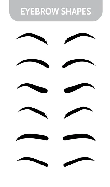 Set eyebrow shapes. Various types of eyebrows. Trimming. — 스톡 벡터