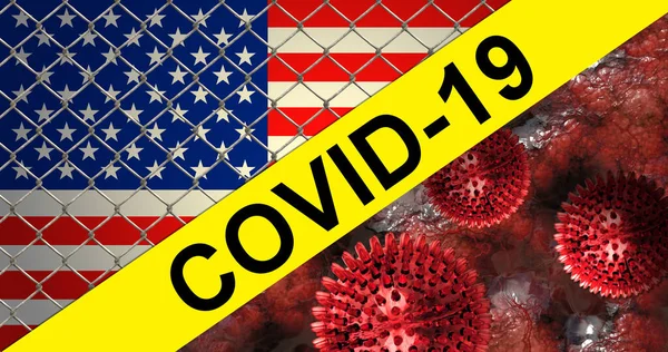 Covid Virus Con Bandera —  Fotos de Stock