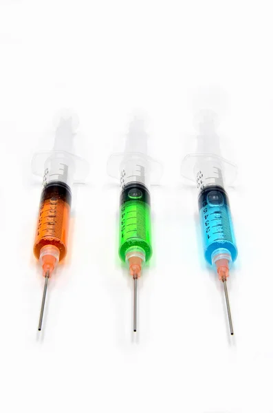 Цветные Инъекции Вакцины Белом — стоковое фото