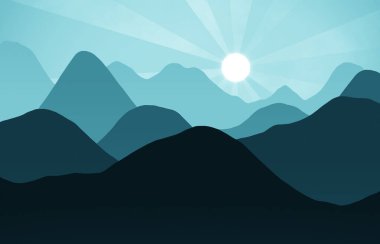  Dağların tepeleri gün batımıyla kaplı