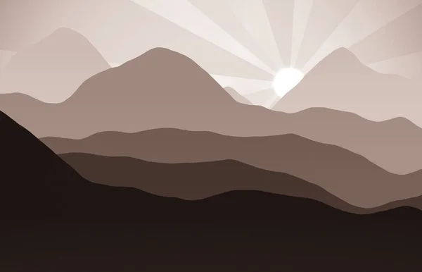 Berge Hügellandschaft Mit Sonnenuntergang — Stockfoto