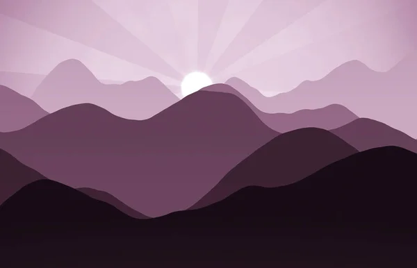 Berge Hügellandschaft Mit Sonnenuntergang — Stockfoto
