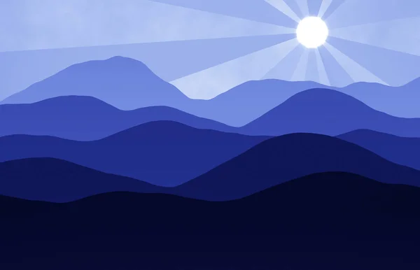 山の丘の風景と夕日 — ストック写真