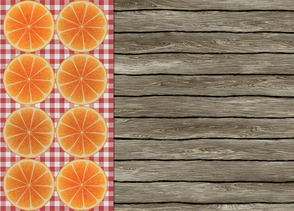 Tranches Orange Fruitées Sur Table Bois — Photo