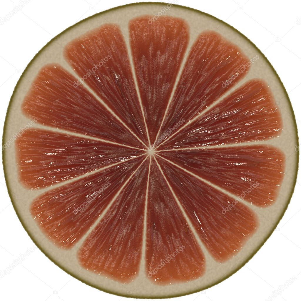 Fruit slice on white background