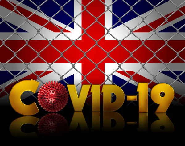 Covid Texto Con Bandera Eslabones Cadena Del Reino Unido —  Fotos de Stock