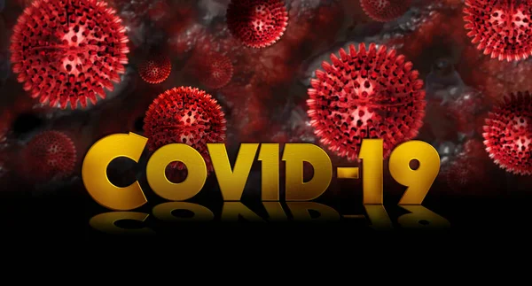 Texto Covid19 Con Las Células Del Virus Gripe —  Fotos de Stock