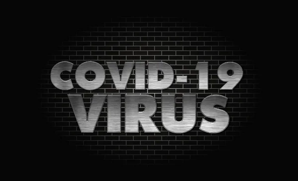 Covid Virus Testo Con Muro Mattoni Scuri — Foto Stock