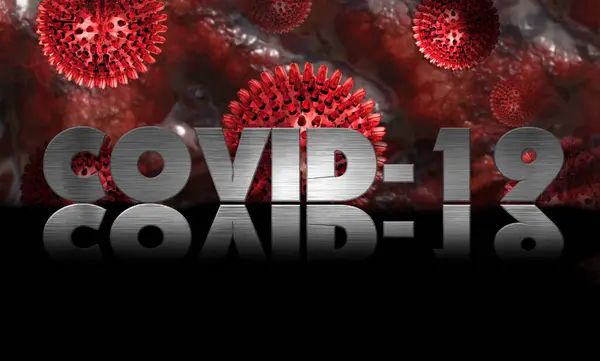 Текст Covid Вірусними Клітинами Ілюстрація — стокове фото