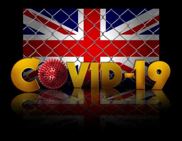 Bandera Gran Bretaña Con Texto Covid —  Fotos de Stock