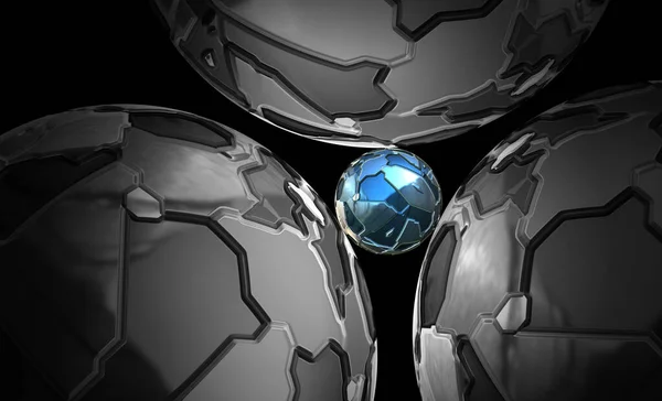 connected futuristic metal 3d spheres