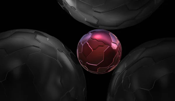 connected futuristic metal 3d spheres