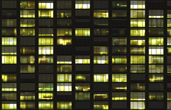 city buildings windows by night