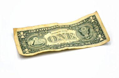 Beyaz arka planda bir dolar.