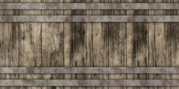 Wooden Plank Wall Metal Straps — Stock Photo, Image