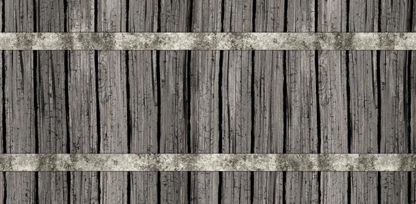 wooden plank wall with metal straps