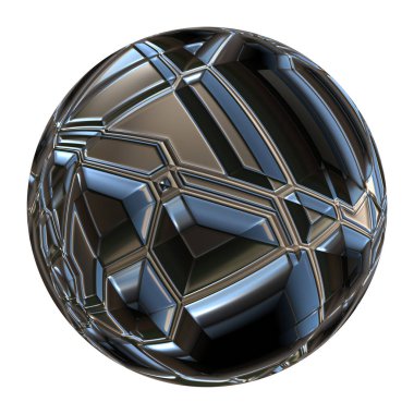Metal çelik 3D küre izole edildi