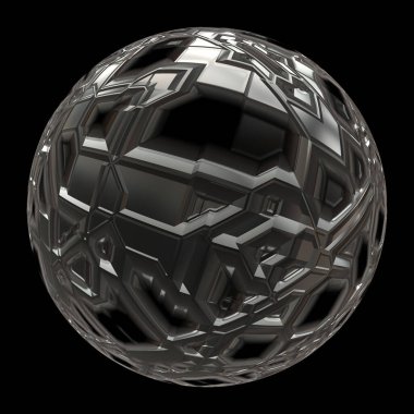 Metal çelik 3D küre izole edildi