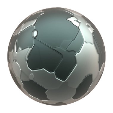 Metal çelik 3D küre izole edildi