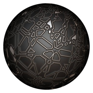 Metal çelik 3D küre izole edildi