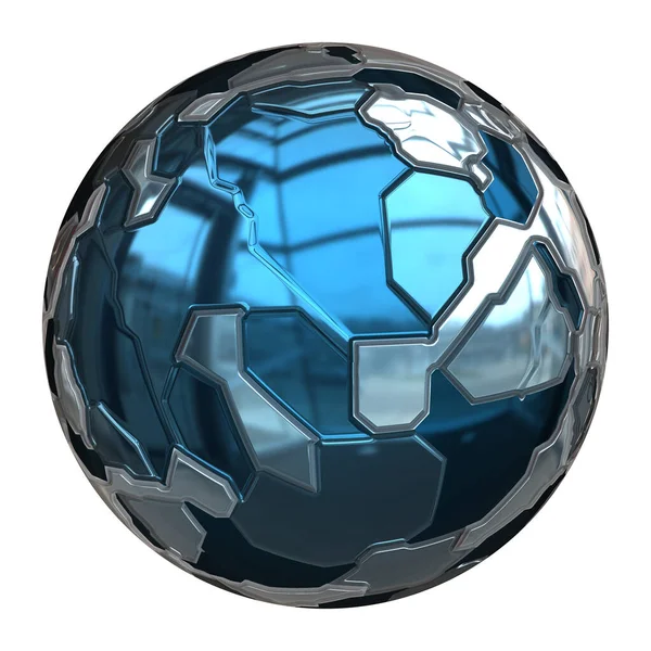 Metal Steel Globe Sphere Isolated — Stock Photo, Image