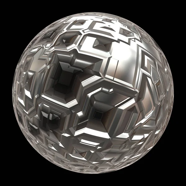 metal steel 3d globe sphere isolated