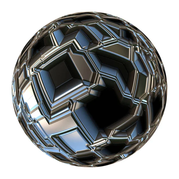 Metal Steel Globe Sphere Isolated — Stock Photo, Image