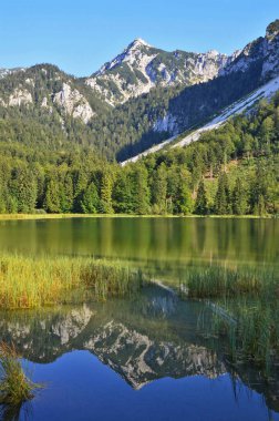 Dağlardaki gölün güzel manzarası