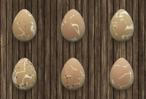 Three Eggs Row Wooden Background — Stock Photo, Image