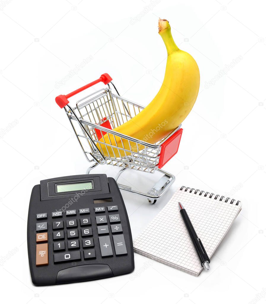 Shopping carts with calculator and notebook paper