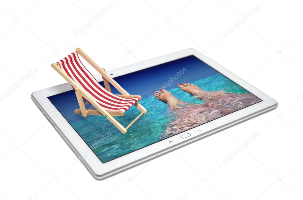 3d illustration of a tablet with a digital screen