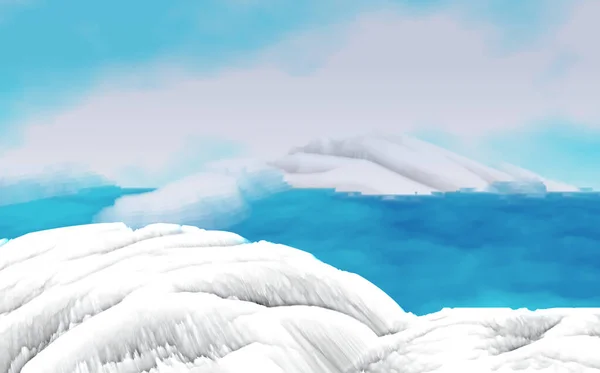 Winter Tag Eis Gletscher Landschaft Illustration — Stockfoto