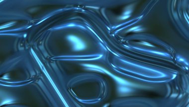 mavi soyut sıvı metalik parlak kıvrımlar