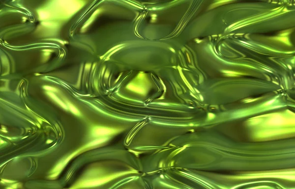 Verde Astratto Liquido Sfondo Metallico — Foto Stock