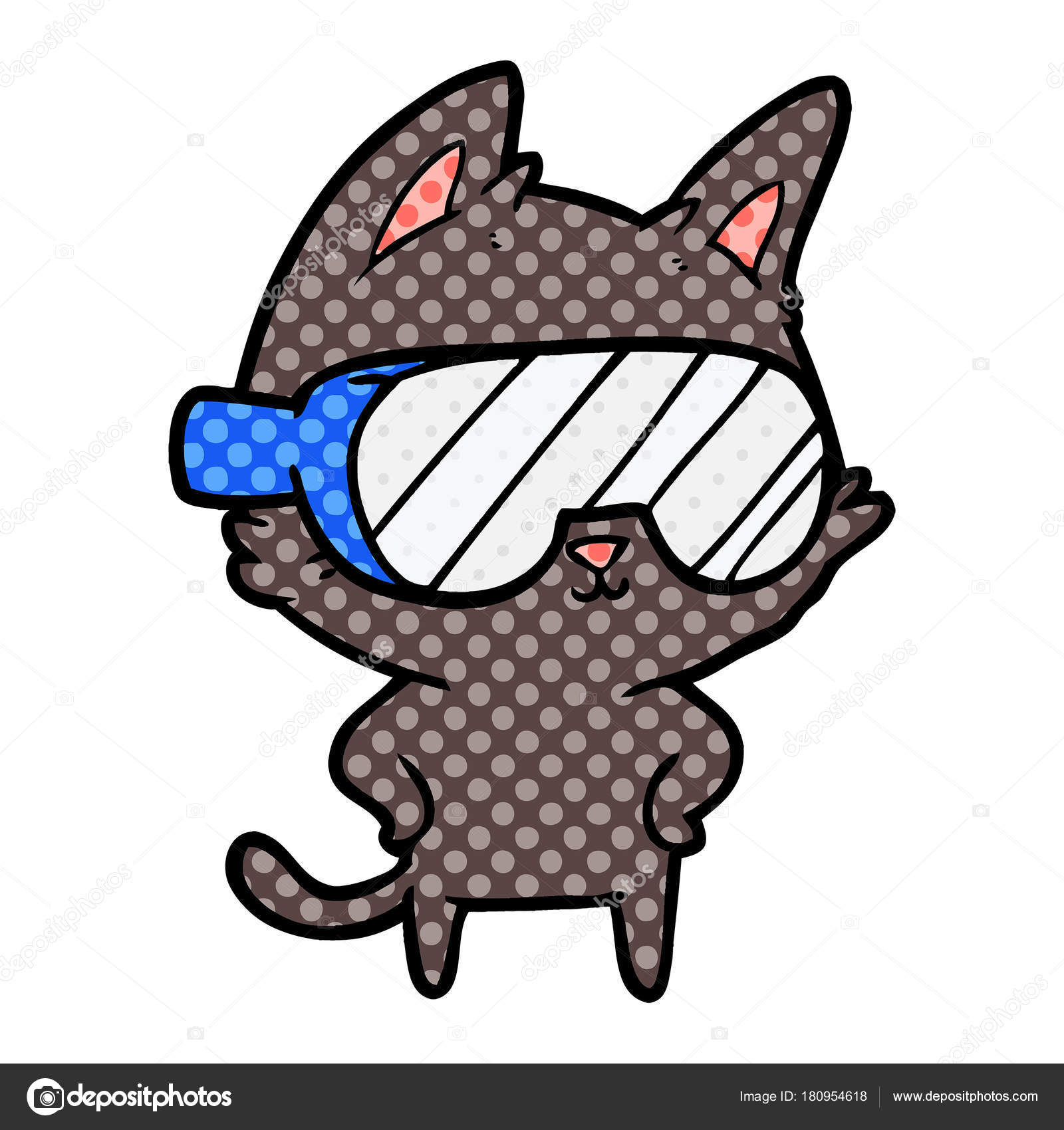 Chat Dessin Anime Avec Lunettes Sur Les Yeux Image Vectorielle Par Lineartestpilot C Illustration